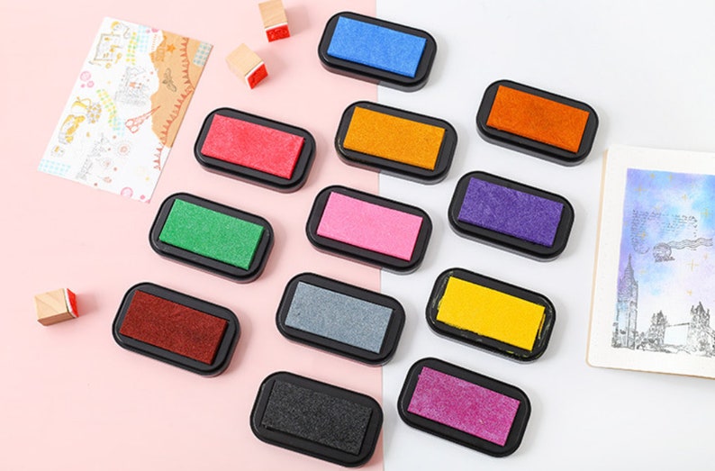 12 Colors Ink Pad Stamp Ink Pad Colored Inkpad Fullsize Etsy