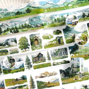Ruban adhésif décoratif pour beaux paysages | Washi tape Wilderness Grassland Travel | Rouleau de ruban adhésif Washi | Ruban adhésif sur les thèmes du voyage | Emballage cadeau | Cadeau pour fille
