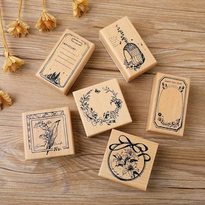 Timbro in gomma con cornice per promemoria / Timbro in legno con ghirlanda / Timbro per scrapbooking / Forniture per pianificatori / Timbro in gomma / Diario spazzatura