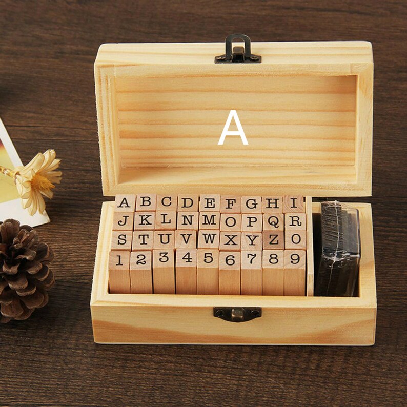 36pcs Rubber Stamp Set Alphabet and Number Wooden Stamp Etsy