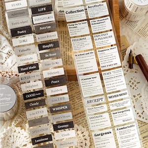 Inspirerende quote-tape |  Woorden zinsdeeltape | Decoratietape | Retro plannertape | Dagboek Scrapbooking Collage Knutselen Benodigdheden