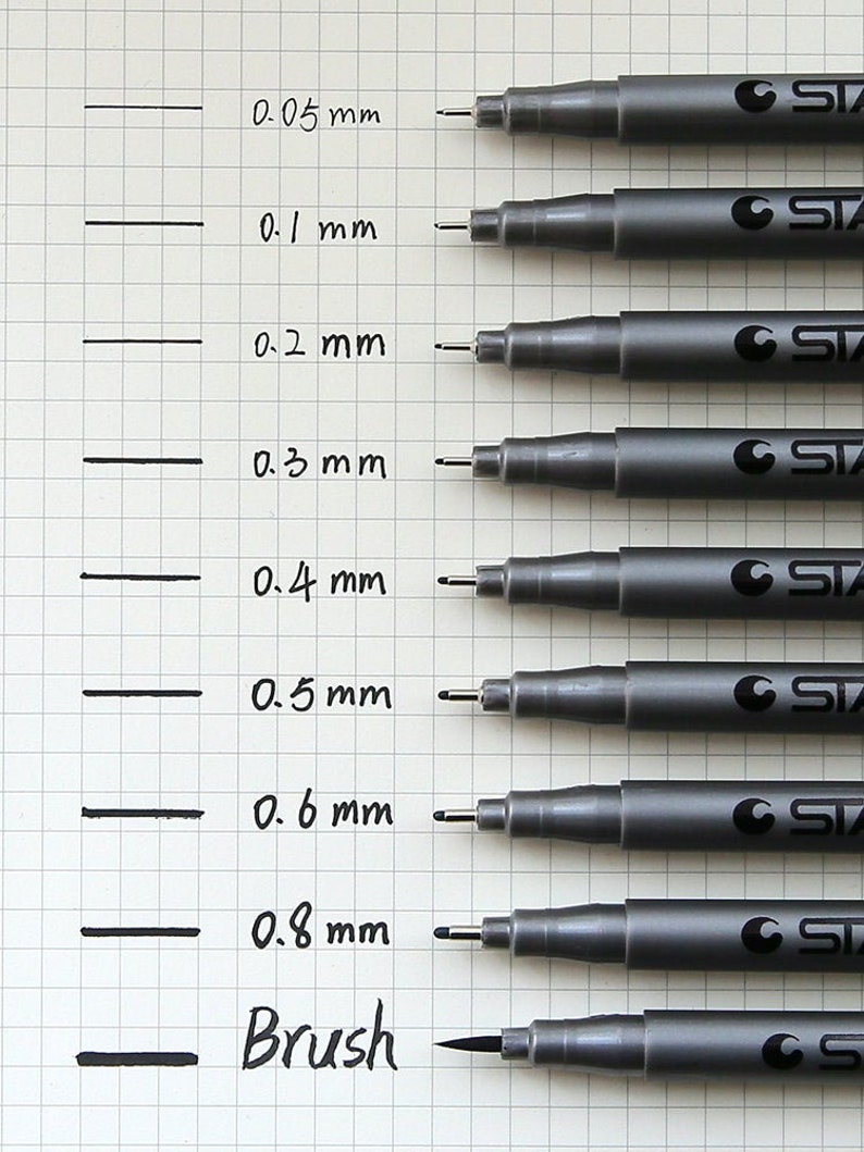 STA Pigment Fine Liner Pen Graphic & Brush Pen Black Etsy