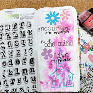 Carimbo de números com letras maiúsculas e minúsculas em inglês | Carimbos de borracha transparentes para caderno de planejamento | Acessórios e suprimentos para planejador de diário com marcadores