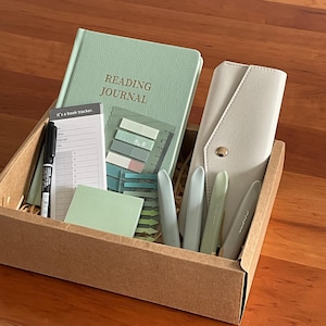 Set regalo di lusso per amanti dei libri Mint / Accessori per la lettura / Kit di annotazione del diario di lettura A5 / Regalo del club del libro Bookworm / Regalo per la lettura