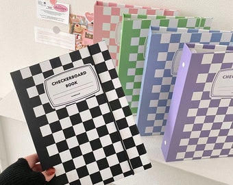 A5 Checkerboard Photo Storage Book | Planner Cover 6 Ring Binder | Grid Sticker Storage Book | Photo Storage Album | Journal Organizer Cover