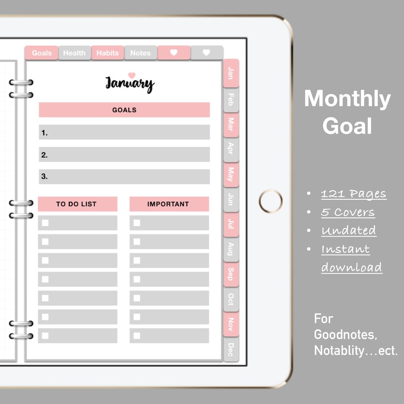 Undated Erin Condren Digital Planner iPad Planner Etsy