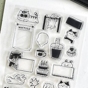 Clear Stamp Cute Cat | Transparante rubberen stempelset Daily Plan | Planner Bullet Journaling Supply TN Accessories