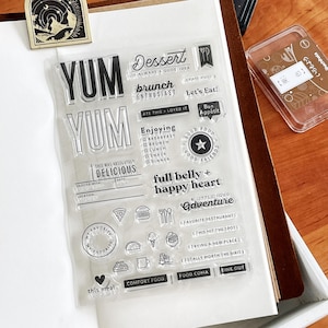 Yummy Foodl doorzichtige stempel | Maaltijd Dieet Eten Citaat Pictogram Fitness Transparante stempels | Accessoires voor planner Kaarten maken