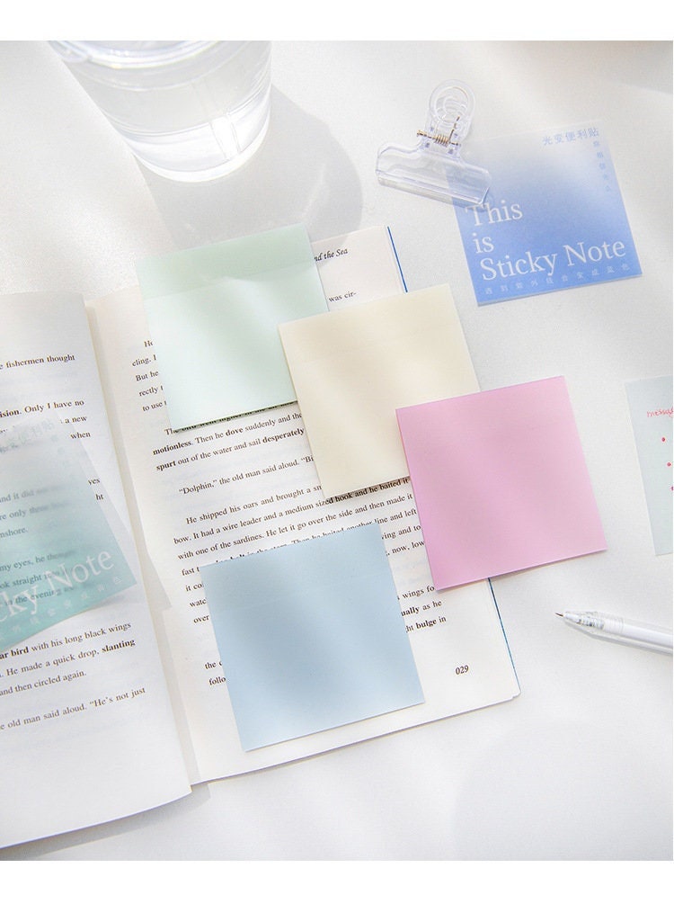 mil9us Transparent Sticky Notes 50 Sheets Pastel