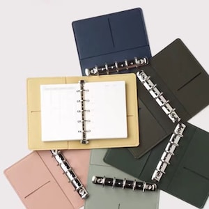 A8 M5 Mini Lindo Cuero PU 5 Carpeta de Anillos / Planificadores 2024 / Diario Diario Agenda Planificador Cuaderno / Regalo para ella / Papelería de Oficina Escolar