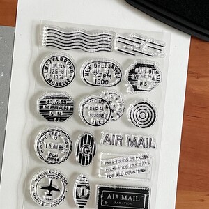 Sellos de correo aéreo retro transparentes / Sellos de goma transparentes / Planificador de diario de viñetas vintage Manualidades Suministros de bricolaje