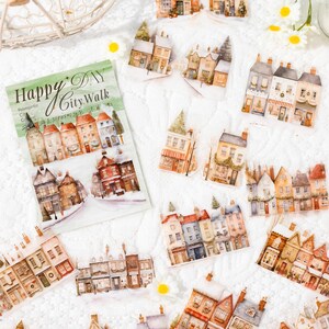 Adesivi per animali domestici "Happy City Walk" / Adesivi per case, strade e edifici / Adesivi fai da te creativi, articoli per collage, scrapbooking e diario spazzatura