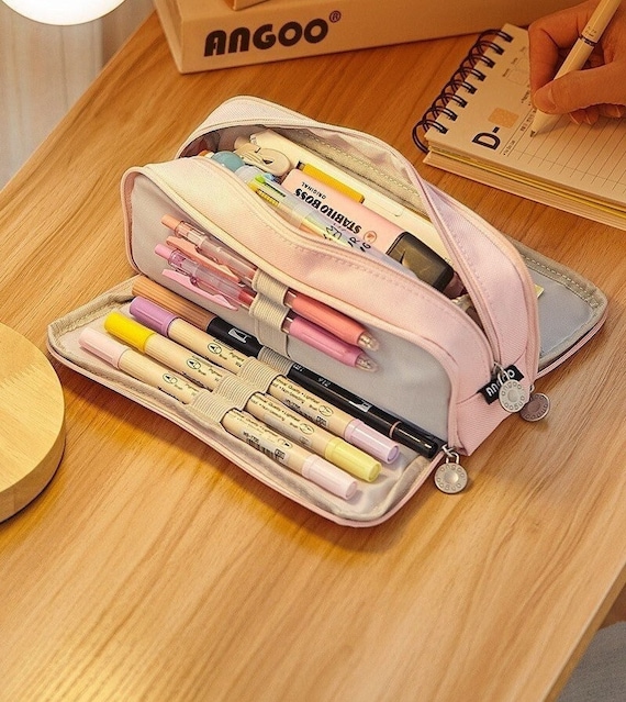 Creative Canvas Large Capacity Standing Pencil Case School Pen Case Cute  Pencil Bag Simple Pencils Pouch Stationery Supplies