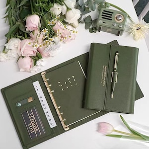 2025 A5 A6 A7 Leather 6 Ring Binder | Planner Cover | Journal Agenda Notebook | Luxury Gift for Her | School Office Stationery