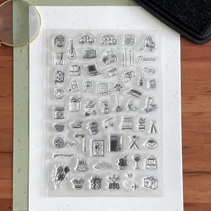 Süsser Mini Icon Clear Stamp | Schule Arbeit Hausarbeit Party Plan für die Arbeit Transparente Stempel | Bullet Journal Planer Zubehör