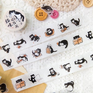 Kawaii Black Cat Daily Life Washi Tape |  Cat Decor Material Decorative Tape | Creative DIY Journal Planner School Stationery