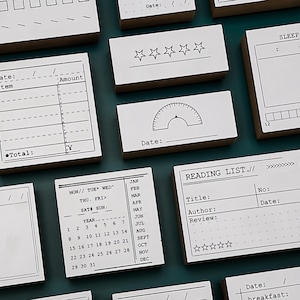 Rubberstempel dagelijks plan | Houten stempelset | Gewoontetracker Kalender Checklist Takenlijst Lezen Filmschema Planner Bullet Journal-stempel