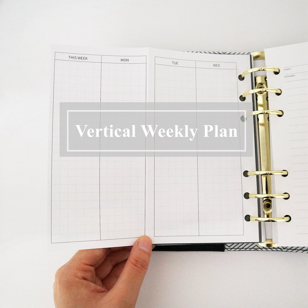 Printed Undated Fold Out Vertical Weekly Planner Inserts Personal A5 6 ...