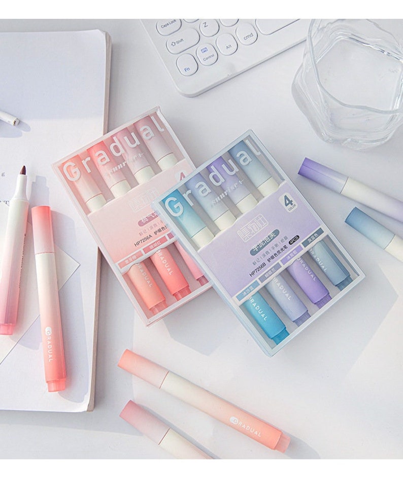 Gradual Cream Color Highlighter Pen Setstudent Dual Tip Etsy