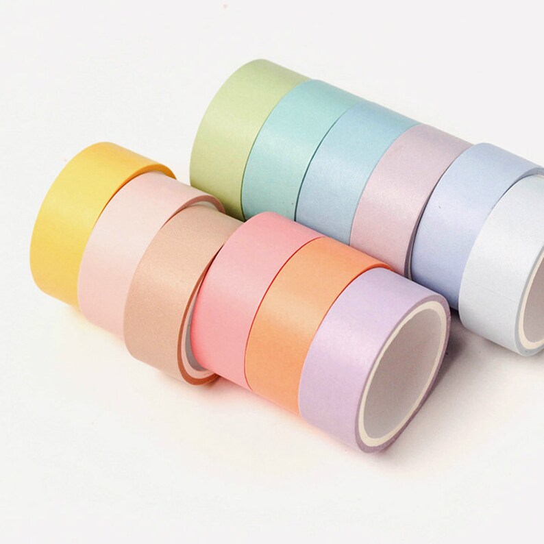 12 Rolls Basic Washi Tape Set Pastel Rainbow Washi Tape Etsy