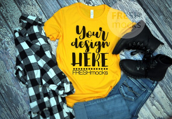 Bellacanvas 604 Ladies Tshirt T Shirt Tee Mockup Yellow Etsy