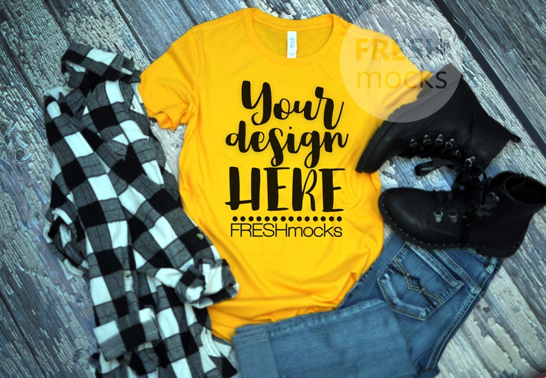 Download BellaCanvas 604 Ladies Tshirt T-Shirt Tee MOCKUP Yellow | Etsy
