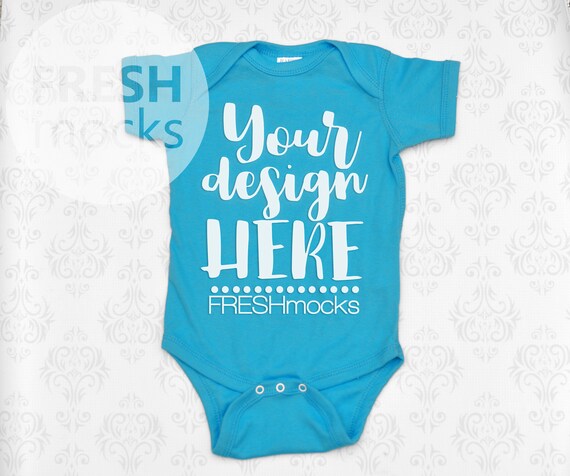 Rabbit Skins Unisex Bodysuit Mockup Turquoise Body Suit Mock Etsy