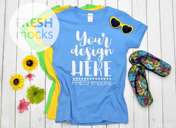 Gildan G500l Ladies Tshirt T Shirt Tee Mockup Carolina Blue Etsy