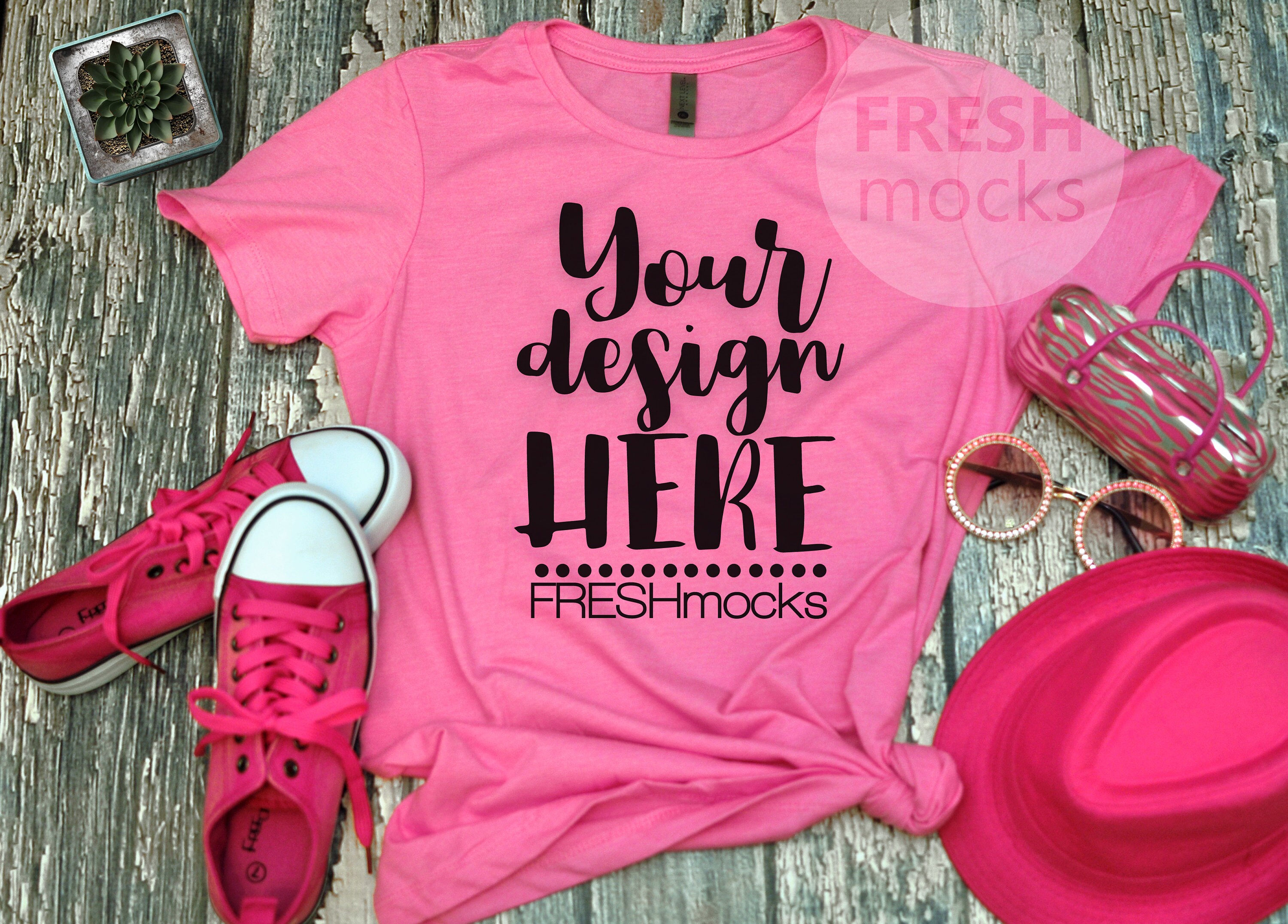 Download Next Level 6610 Ladies Tshirt T-Shirt Tee MOCKUP Hot Pink ...