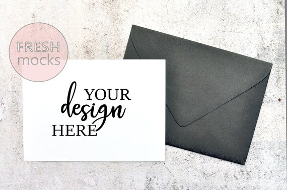 Download Card Invitation Envelope Mockup Slate Gray Wedding Mock Up Etsy