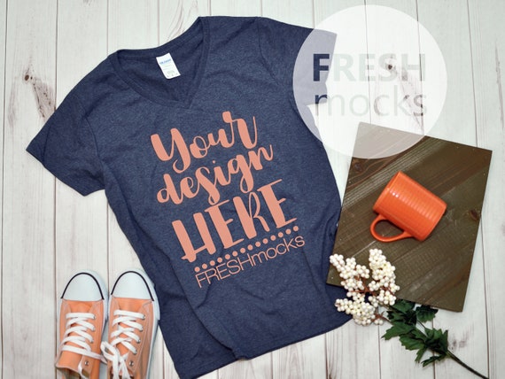 Gildan G500vl Ladies Tshirt T Shirt Tee Mockup Heather Navy Etsy