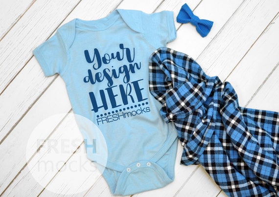 Rabbit Skins Unisex Bodysuit Mockup Light Blue Body Suit Etsy