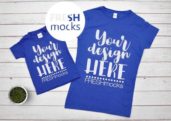 Mommy And Me Mock Up Gildan Royal Blue Ladies And Toddler Etsy