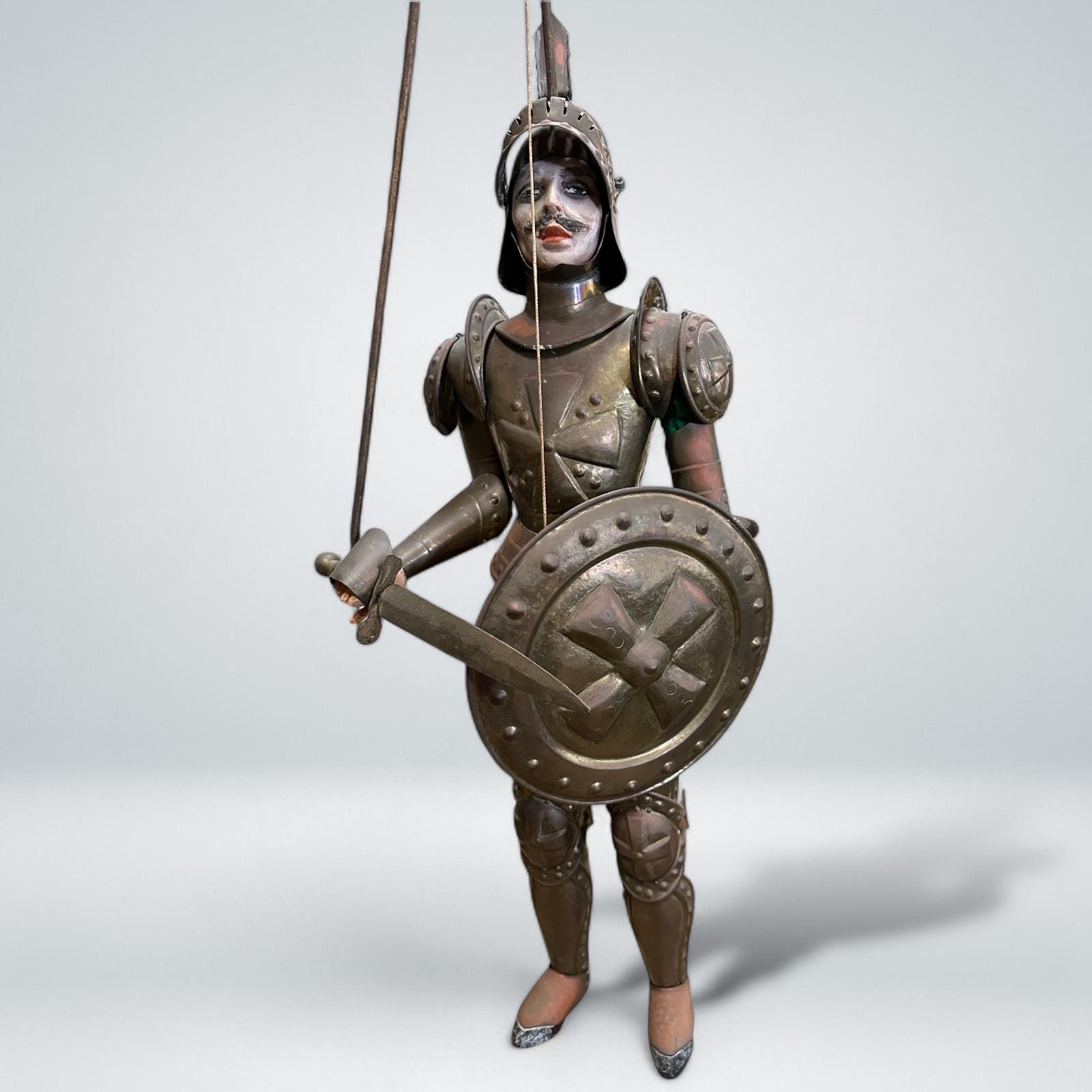 Antique Sicilain Marionette, Armored Knight, 28" Tall, 19th/20th Century