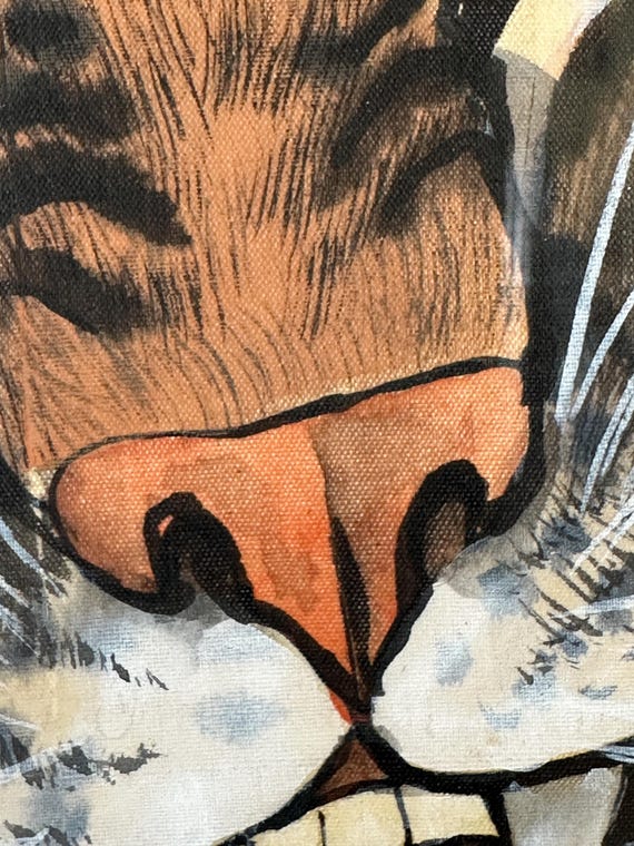 Pair of Signed Chinese Tiger Scroll Paintings, Ink on Silk