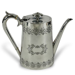 Antique English Victorian Silver Plate Coffee Pot