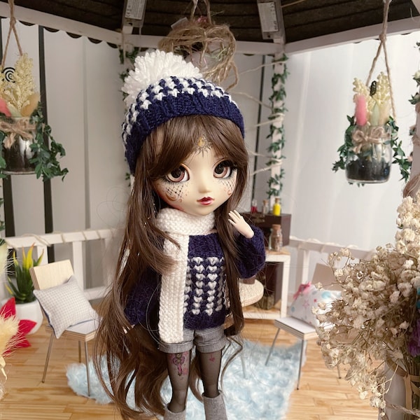 Ensemble Pull - Bonnet - Echarpe pour Dolls - Pullip