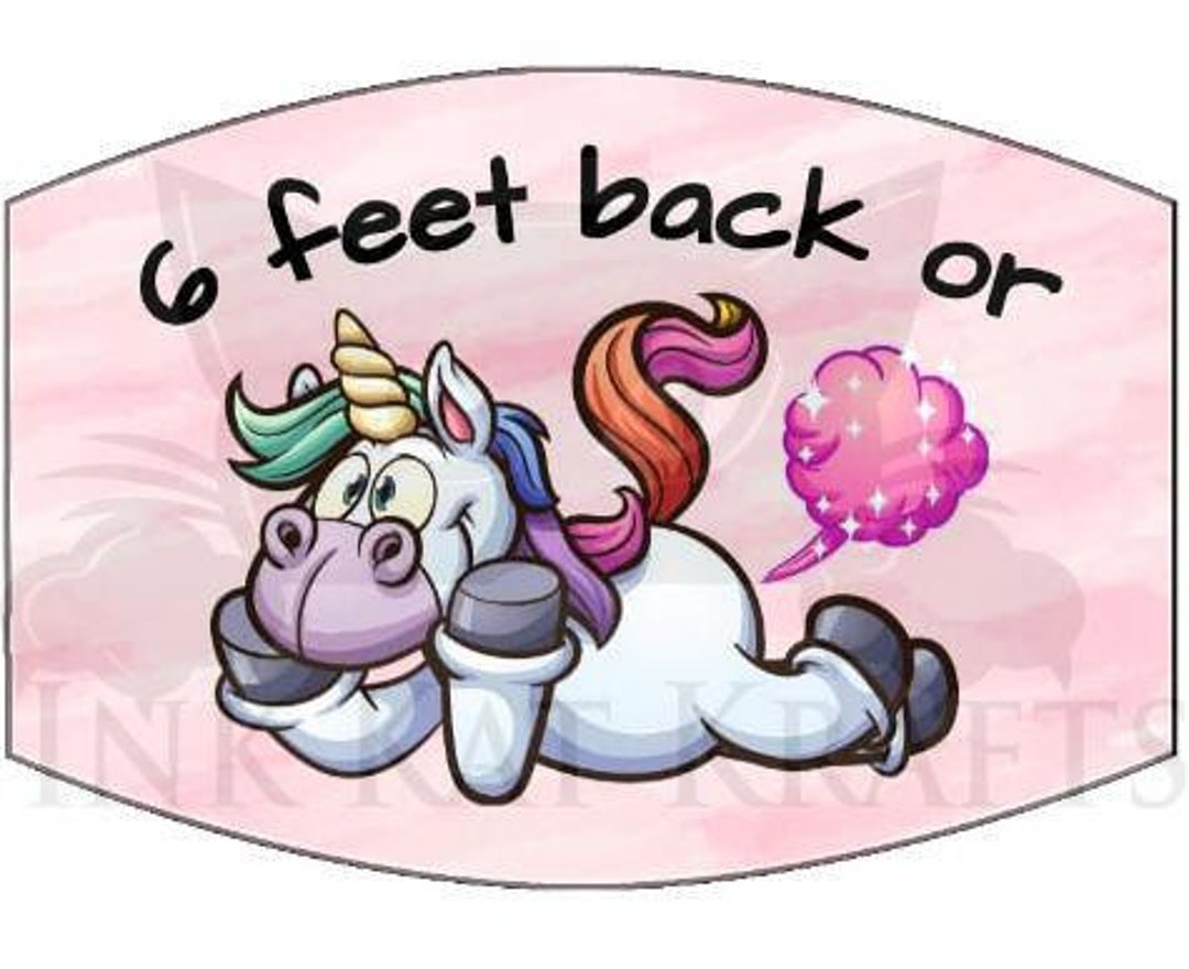 Pink or Blue Farting Rainbow Unicorn Tooting Face Mask Designs PNG JPEG ...