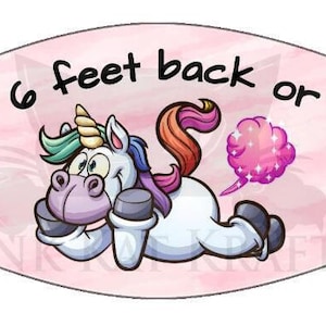 Rose ou Bleu Farting Rainbow Unicorn tooting Face Mask Designs PNG JPEG 6 pieds dos Distance sociale Mignon Drôle Sublimation Vinyle imprimable