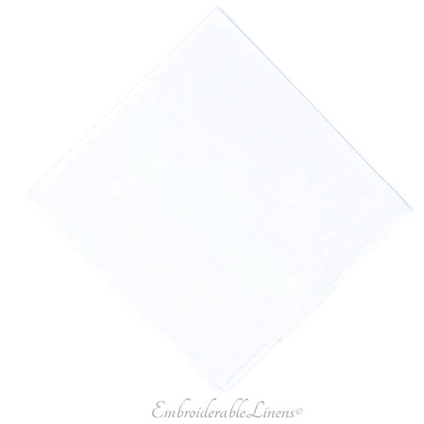 White Straight Edge Hem Handkerchief 12in x 12in Blank by EmbroiderableLinens© Premium Ultra-soft Cotton Material. Ships next day!