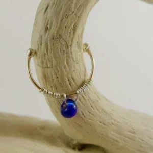 Fake Septum Ring, 14k Gold Filled Faux Septum Ring With Blue Accent, Fake Septum Ring, Fake Nose Ring, Body Jewelry, Gold Septum Ring