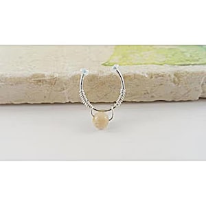Fake Septum Ring - Silver Septum Ring With Faux Opal Accent - Fake Nose Ring - Septum Ring - Fake Septum - NO PIERCING NEEDED