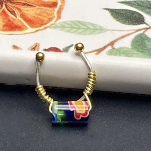 Fake Septum Ring With Multi Color Accent, Fake Septum Ring, Fake Nose Ring, Nose Ring, Septum Ring, Septum, Gold Nose Ring, Septum Jewelry