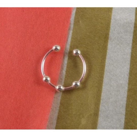 Fake Septum Ring Rose Gold With Triple Studs Fake Septum Etsy