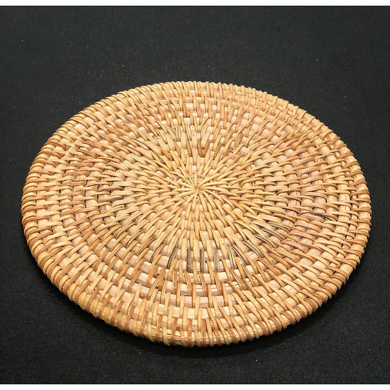 Round Rattan Placemats Rattan Placemat Placemat Rattan Coasters Handmade Rattan Coaster Bohemian