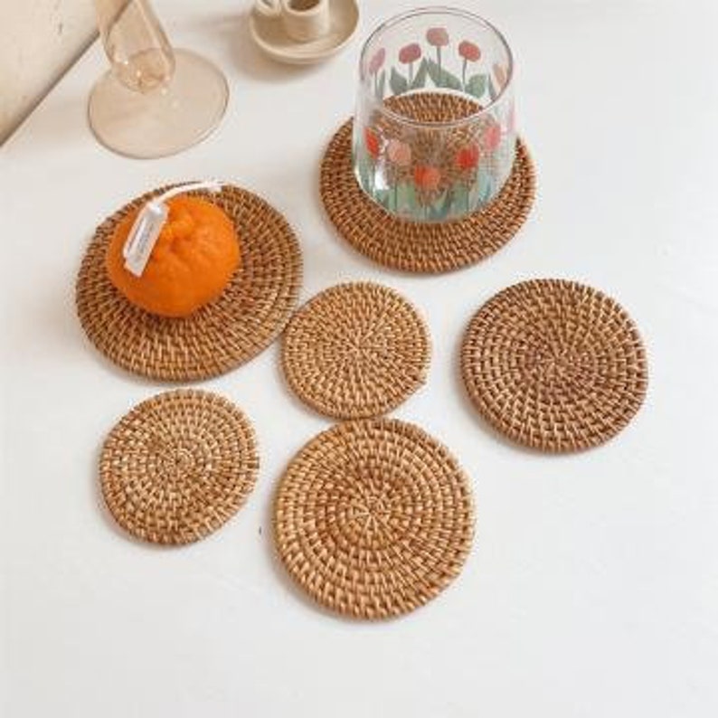 Round Rattan Placemats Rattan Placemat Placemat Rattan Coasters