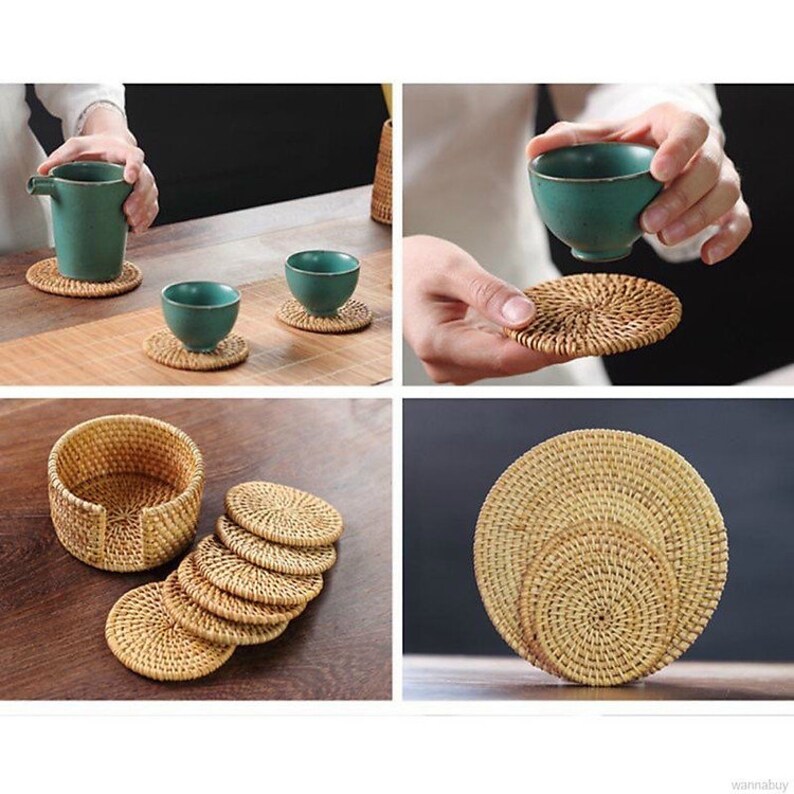 Round Rattan Placemats Rattan Placemat Placemat Rattan Coasters