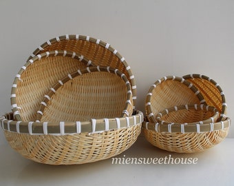 Hand Woven Vietnamese Bamboo Basket: Rustic Home Decor