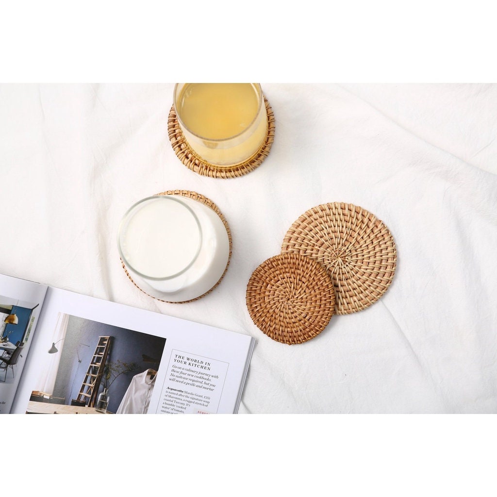 Round Rattan Placemats Rattan Placemat Placemat Rattan Coasters