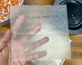 Envoltorios para rollitos de primavera Bình Định: Hojas de papel de arroz (80 unidades, 14 x 14 cm)